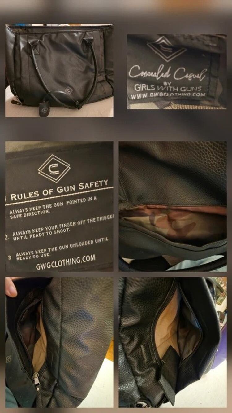 Girls With Guns Concealed Casual Black Faux Leather Concealed Carry Tote Bag